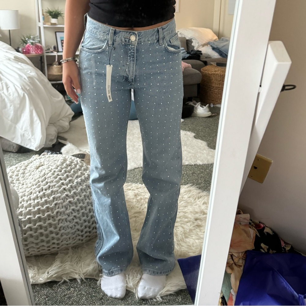 Zara NWT rhinestone jeans